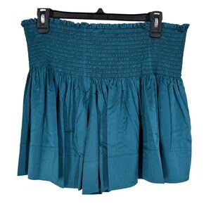 Natural Life Women's Blue Daisy Satin High Waisted Shorts Size Medium NWT